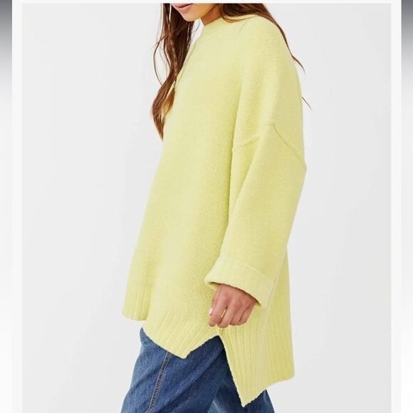 Free People Women’s Peaches High-Low Tunic Sweater Celery Green XS - Picture 7 of 13